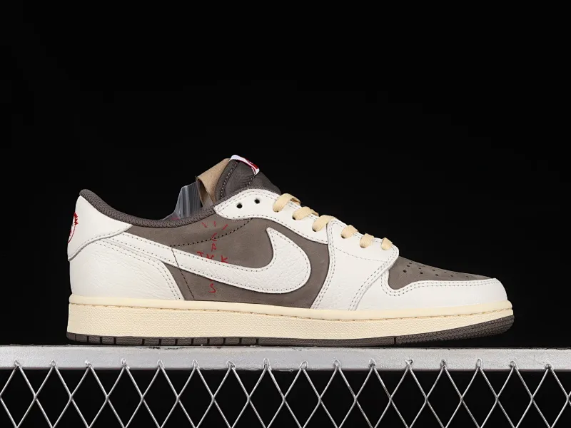 All categories Air Jordan Jordan series basketball shoes Air Jordan 1 Low LW version Travis Scott x Air Jordan 1 Low OG "Reverse Mocha" AJ1 Joe 1 reverse mocha brown and white barb joint casual sports basketball shoes DM7866-162